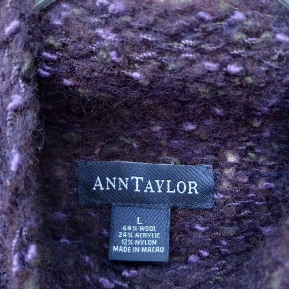 Chunky Purple Wool Blend Mock Neck Sweater- Size L Cozy Warm Gilmore Girls Style - Picture 12 of 13